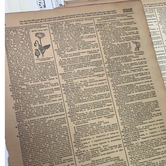 40+ Vintage Sheet Music Dictionary Pages for Scrapbooking Card Making Craft Lot - Picture 2 of 5